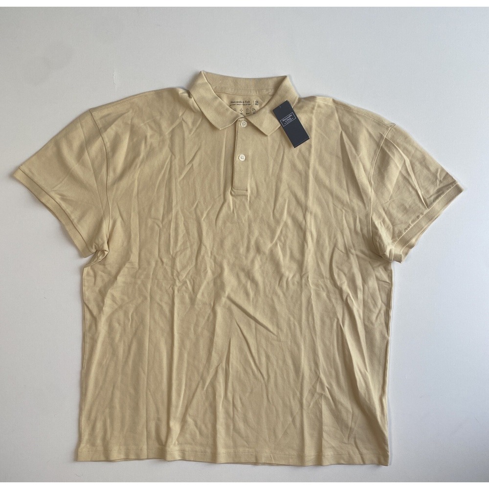Abercrombie & Fitch Mens Dont Sweat It Polo Shirt 2XL Yellow NWT Relaxed Golf